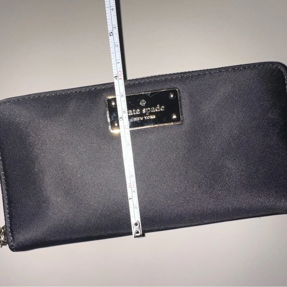 Kate Spade Black fabric wallet with Gold hardware Accents contemporary
